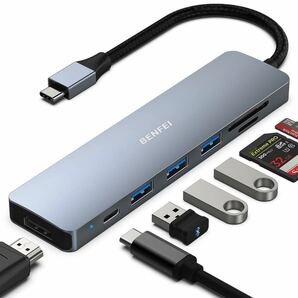【訳有 送料無料】BENFEI USB C ハブ 7in1 ハブ マルチポート アダプター HDMI USB-C - SD/TF カードリーダー/3*USB 3.0/ PD 60W充電(A107)
