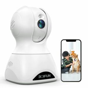 【訳有 送料無料】BOIFUN 防犯カメラ ペットカメラ 夜間撮影 見守りカメラ 留守番双方向音声 ネットワークカメラ WIFI監視カメラ(A39)