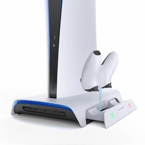 【送料無料】PS5対応 スタンド 縦置き KIWIHOME PS5対応 冷却ファン より快適なゲーム体験を提供するために更新された充電設計(AB110)