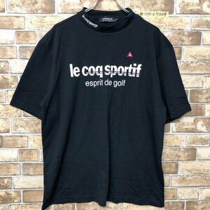 le coq sportif ルコックスポルティフ メンズ ロゴ刺繍 プリント 鹿の子 半袖Tシャツ 黒 LL