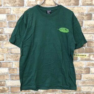 Habu BOX メンズ 沖縄 視力検査 ゴーヤー バックプリント 半袖Tシャツ 緑 グリーン L