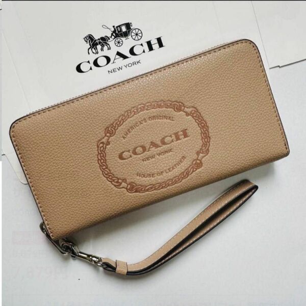 最終値下げ【新品未使用】COACH アウトレット長財布 CN353 - レザー ベージュ 