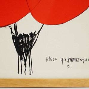 etc121 極美品 山口一郎「HANA 花」赤 アートポスター ジクレー 額装 70cm×70cm IDEE イデーの画像2