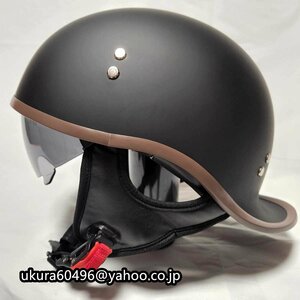 ダックテール ヘルメット　バイザー付　マットブラック　Ｍ　Ｌ　ＸＬ　量　半帽　キャップ型　半ヘル　