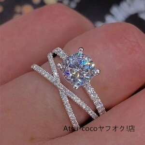  lady's ring ring diamond ... Kirakira genuine. shines accessory super large grain 