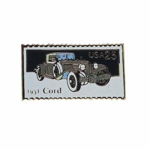 コード クラシックカー アメリカの切手型 ピンズ 自動車 ピンバッチ ピンバッジ 留め具付き USA 25c 1931 Cord