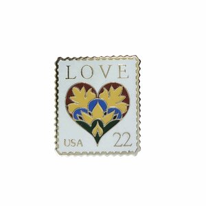 LOVE USA 22 切手型 ピンズ ハート ピンバッジ ビンバッチ 留め具付き