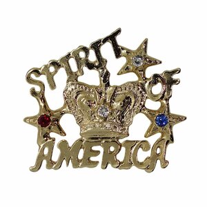 SPIRIT OF AMERICA 王冠 ピンズ ラインストーン ピンバッチ ピンバッジ 留め具付き アメリカ輸入雑貨