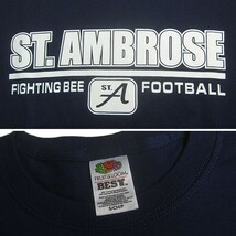 Tシャツ フットボールチーム プリントTシャツ ネイビー色 ST.AMBROSE サイズS 古着 ユーズド_画像3