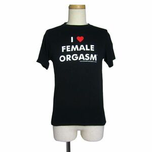 Gildan プリントTシャツ I LOVE FEMALE ORGASM サイズS 黒色 ティーシャツ アメリカ輸入 古着