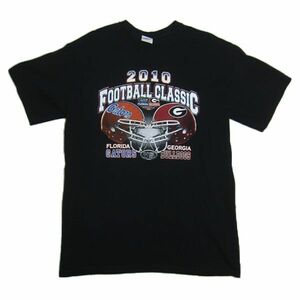 GILDAN アメフト Tシャツ 黒 フットボール FLORIDA GATORS VS GEOGEA BULLDOGS メンズM 古着