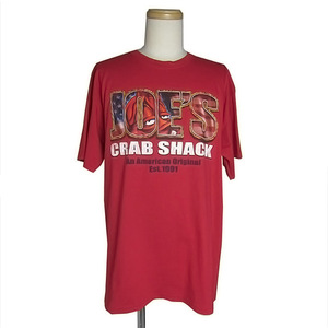 JOE'S CRAB SHACK プリントtシャツ 赤色 ティーシャツ メンズ Lサイズ 古着 tシャツ tee