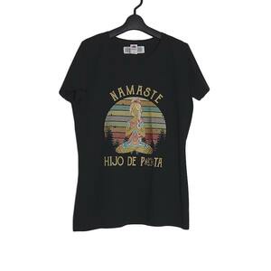 新品 tシャツ ヨガをする女性 プリントTシャツ 黒色 デッドストック FRUIT OF THE LOOM レディース Lサイズ ティーシャツ 半袖 トップス