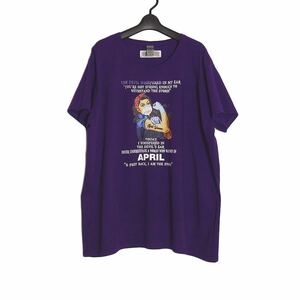 ほぼ新品 レディース Tシャツ 大きいサイズ3XL プリントTシャツ ティーシャツ GILDAN 紫 半袖