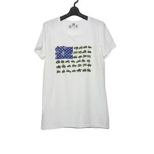 トラクター 星条旗 プリント Tシャツ 白色 FRUIT OF THE LOOM 半袖 レディース Lサイズ トップス ティーシャツ 新品