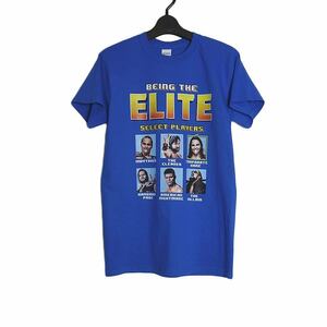 Tシャツ 新品 プロレス プリントTシャツ 青 半袖 メンズ Sサイズ THE ELITE トップス ティーシャツ プロレスラー デッドストック