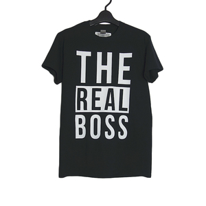 新品 tシャツ THE REAL BOSS プリントTシャツ デッドストック メンズ Sサイズ 黒色 GILDAN ティーシャツ 半袖 トップス