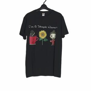 新品 Tシャツ FRUIT OF THE LOOM プリントTシャツ 半袖 メンズ Sサイズ レディースとしてもオススメ 黒色 ティーシャツ Simple Woman