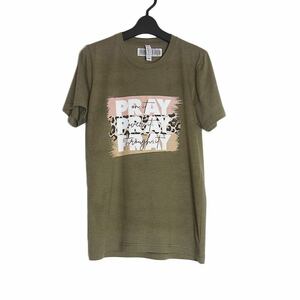 新品アウトレット PRAY プリントTシャツ 半袖 メンズ Sサイズ ティーシャツ ヘザーオリーブ tシャツ