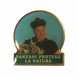 フランス ピンズ レトロ ピンバッチ 留め具付き ピンバッジ PANZANI 修道士と鳥の雛
