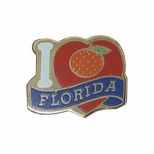 ピンズ ピンバッジ I LOVE FLORIDA フロリダ 地域 オレンジ レトロ 留め具付き