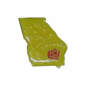 ピンズ ピンバッジ 留め具付き ピンバッチ 地図型 ジョージア州 薔薇 USA レトロ