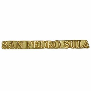 ピンズ ピンバッジ 留め具付き ピンバッチ 都市名 SAN PEDRO SULA ホンジュラス 金色 文字 レトロ