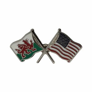ウェールズ国旗と星条旗 ピンズ ラペルピン 留め具付き ピンバッチ ピンバッジ