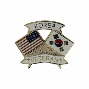 星条旗 太極旗 KOREA VETERAN ピンズ ピンバッチ ピンバッジ ラペルピン 留め具付き