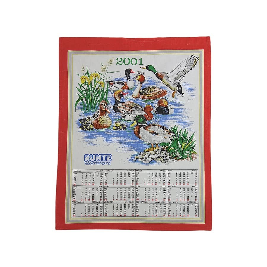 水辺の鳥 鴨 布ポスター カレンダー ファブリック タペストリー 雑貨 ヨーロッパ, 印刷物, カレンダー, 絵画