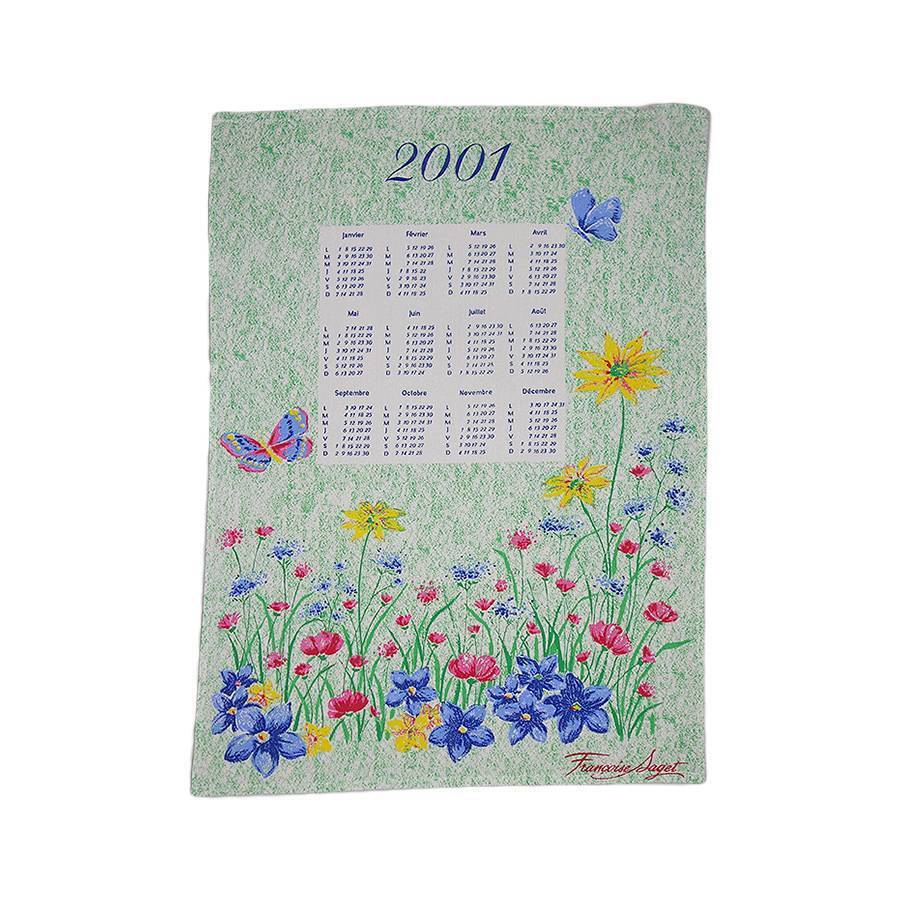 ファブリック 布 カレンダー タペストリー 花と蝶, 印刷物, カレンダー, 絵画