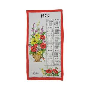 Art hand Auction 1978 年德国花卉复古面料布日历古董室内用品, 印刷品, 日历, 绘画