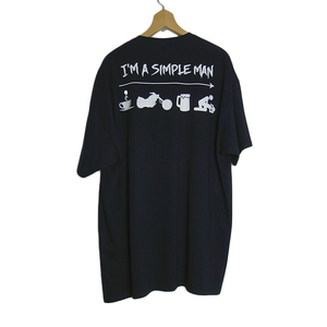 新品 バックプリントtシャツ FRUIT OF THE LOOM Tシャツ 黒色 ブラック メンズ 半袖 2XLサイズ ティーシャツ I'M A SIMPLE MAN