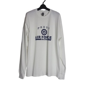 新品 GILDAN ロングスリーブ tシャツ AIR FORCE MOM プリントTシャツ 長袖 XLサイズ 白色 ティーシャツ ロンt ロンティ