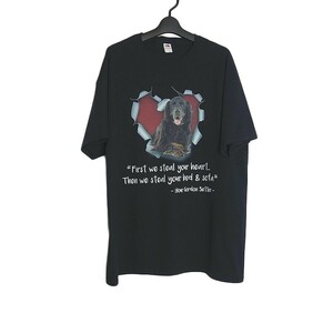 新品 犬 プリント Tシャツ トップス ティーシャツ 黒 半袖 メンズ XLサイズ FRUIT OF THE LOOM アニマルプリント