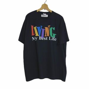 新品 tシャツ FRUIT OF THE LOOM プリントTシャツ 黒色 半袖 メンズ XL ティーシャツ tee 英語 文字 LIVING My Best Life