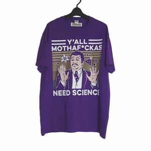 新品 アウトレット プリントTシャツ 紫色 FRUIT OF THE LOOM メンズ Lサイズ ティーシャツ tシャツ パープル NEED SCIENCE