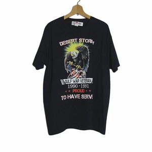 新品 tシャツ FRUIT OF THE LOOM プリントTシャツ DESERT STORM 黒色 イーグル 星条旗 半袖 メンズ Lサイズ ティーシャツ ミリタリー