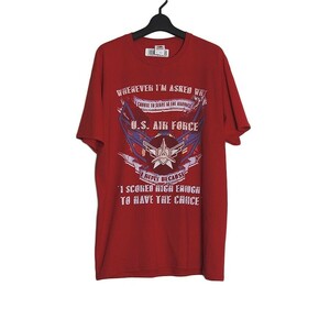 Tシャツ 新品 U.S. AIR FORCE プリントTシャツ 赤 レッド ミリタリー 半袖 メンズ Lサイズ トップス ティーシャツ FRUIT OF THE LOOM