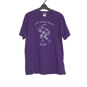 プリント Tシャツ 騎士 陸上 メンズ Mサイズ ティーシャツ GILDAN 紫 古着 半袖