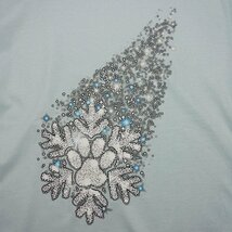 新品 雪の結晶 動物の足跡 プリント Tシャツ 水色 ライトブルー 半袖 Mサイズ トップス ティーシャツ_画像4