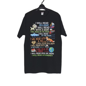 新品 tシャツ FRUIT OF THE LOOM プリントTシャツ 黒色 半袖 メンズ Mサイズ トップス ティーシャツ 女性にもオススメ I WILL READ