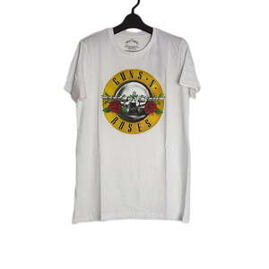 新品 GUNS N' ROSES ロックTシャツ バンドTシャツ ガンズ・アンド・ローゼズ プリントTシャツ 白色 メンズ Mサイズ 半袖