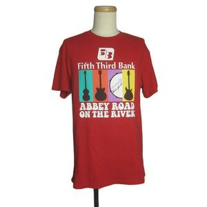 tシャツ 楽器のプリントTシャツ 赤 メンズ Mサイズ Fifth Third Bank 古着