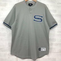 STUSSY ステューシー 15AW メッシ ヘンリー ベースボールシャツ 半袖トップス SIZE: L グレー MH632024041901_画像1