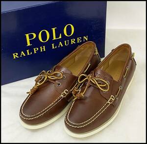 展示品 ポロ ラルフローレン レザー シューズ US 8.5D RS29 タン 茶系 POLO RALPH LAUREN