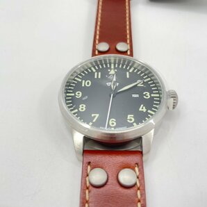 未使用 laco 1925 ラコ 腕時計 PILOT パイロットウォッチ リストウォッチ メンズ時計 レザー 日付・曜日カレンダー 04049MAの画像4