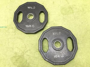 WILD FIT ワイルドフィット ラバープレート 10kg×2 ペア 総重量20kg 穴径50mm ウェイトプレート トレーニングギア ホームジム 04078N