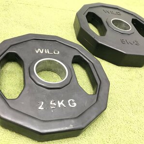 WILD FIT ワイルドフィット ラバープレート 5kg×2 2.5kg×2 総重量15kg 穴径50mm ウェイトプレート トレーニングギア 筋トレ 04080Nの画像10