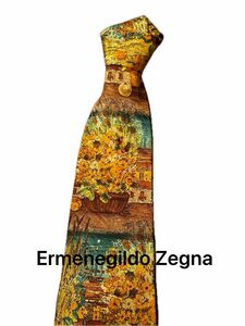 ゼニアネクタイ Ermenegildo Zegna ブランドネクタイ シルク 総柄①